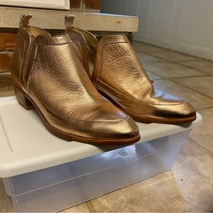 Genuine Leather Rose Gold Ankle Booties